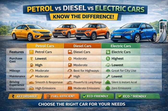 Difference Between Petrol, Diesel and Electric Cars